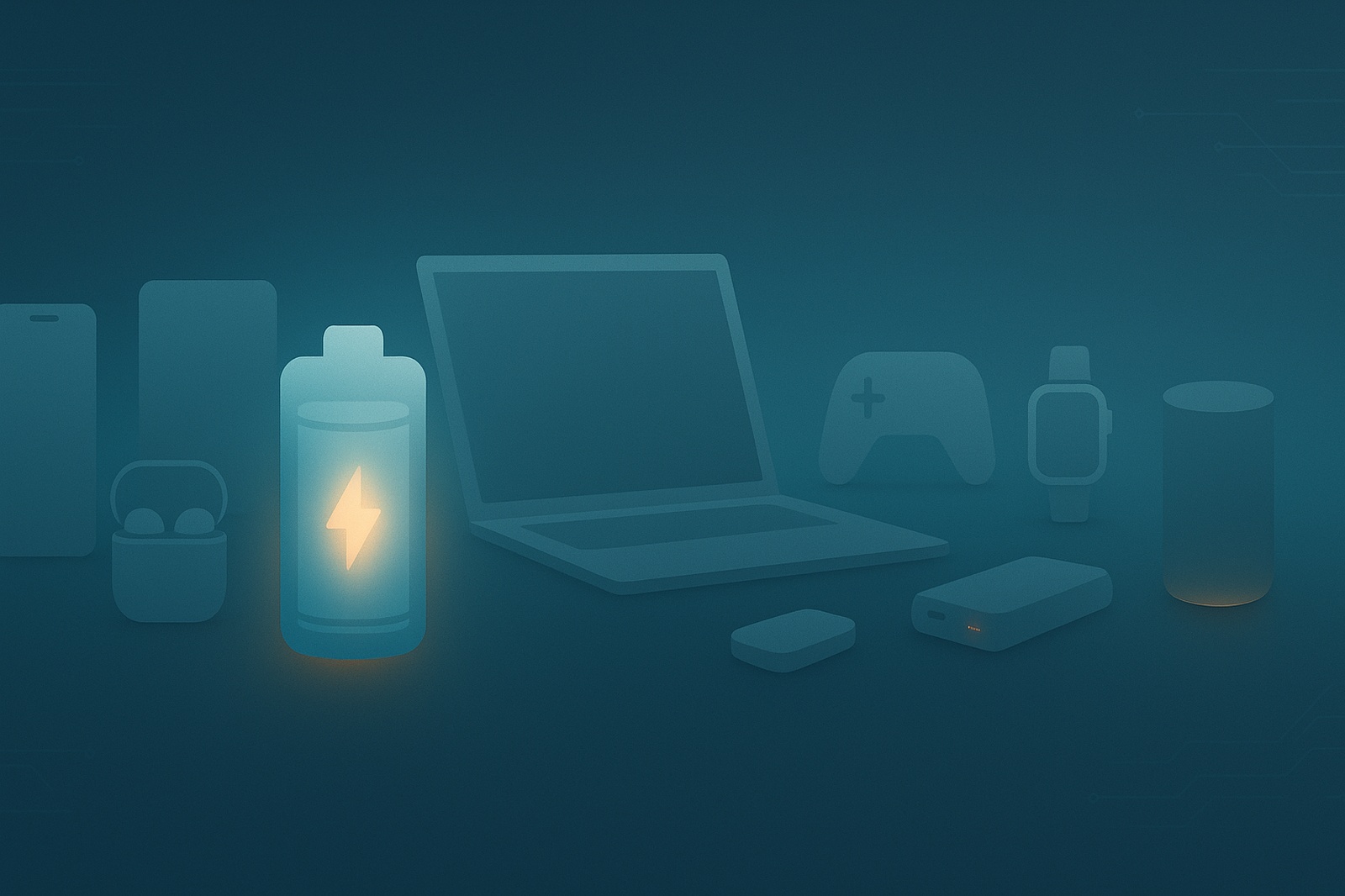 battery and devices in dark background with lightning sign | GPS: 49.158940, -122.962029
