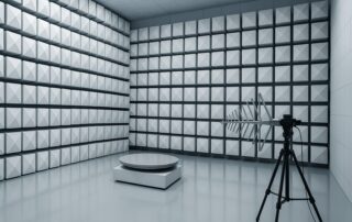 quiet lab test room with acoustic panels and camera labtest