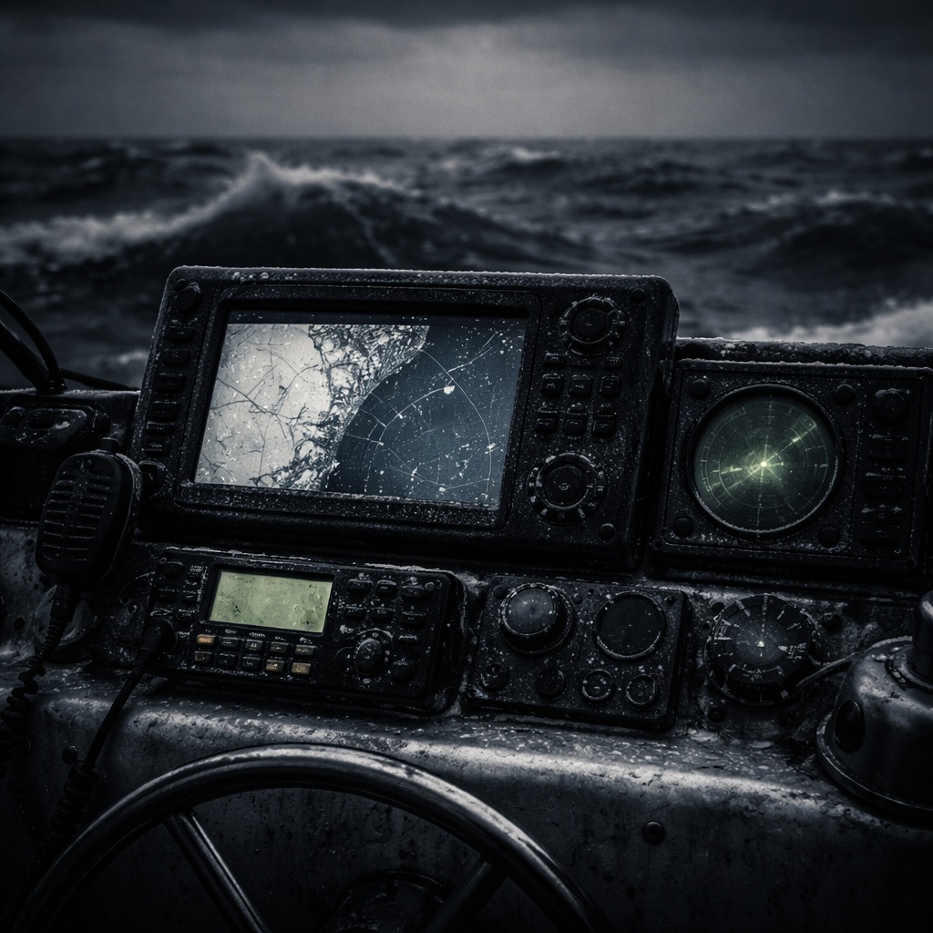 dark stormy sea navigation equipment labtest