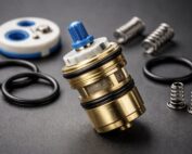 gold and blue hardware parts with springs labtest