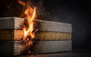 burning materials in labtest experiment with fire and sparks