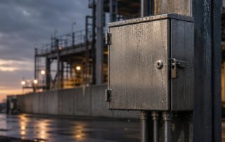 industrial control panel labtest rainy evening lighting reflection