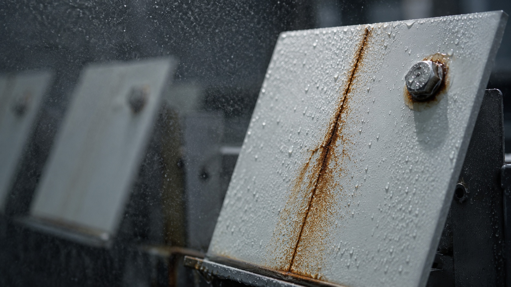 rusty metal surface with droplets labtest